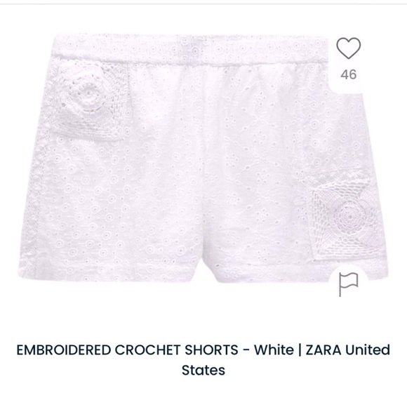 Zara crochet shorts white embroidered medium $58 boho spring classic casual
